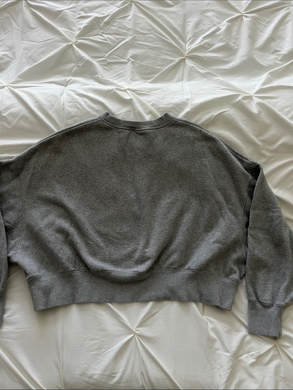 Nike Gray Cropped Crew Sweatshirt with Navy Logo and Red Swoosh - Size M - Picture 3 of 3